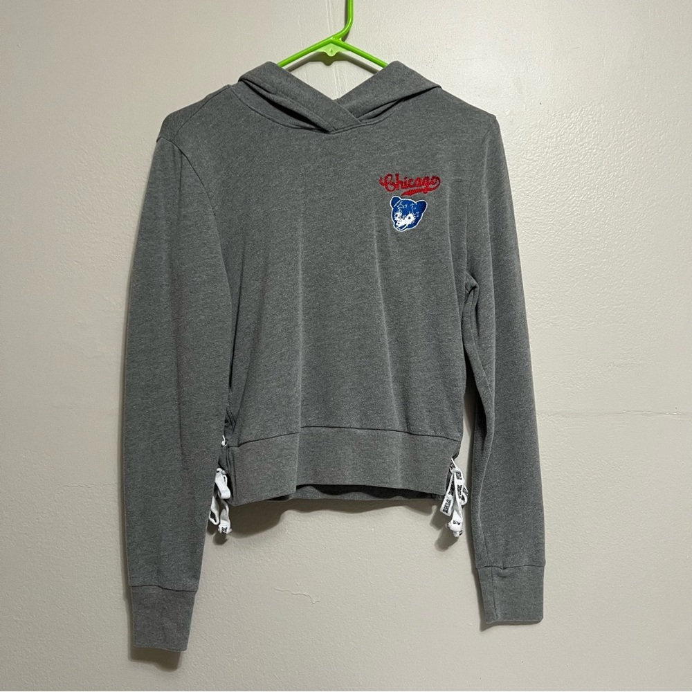 PINK VS Gray Chicago Hoodie with Embroidered Logo